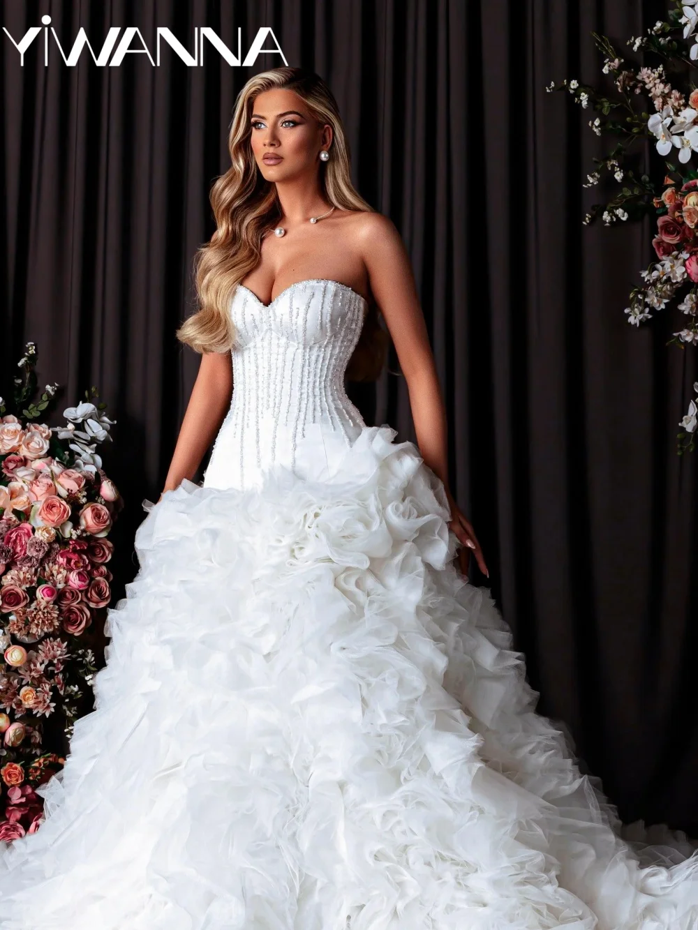 Ruches Kralen Vloerlange Trouwjurk Prachtige Sweetheart Hals Bruidsjurk 2026 Nieuwe Aangepaste Glamoureuze Jurken Voor Bruid