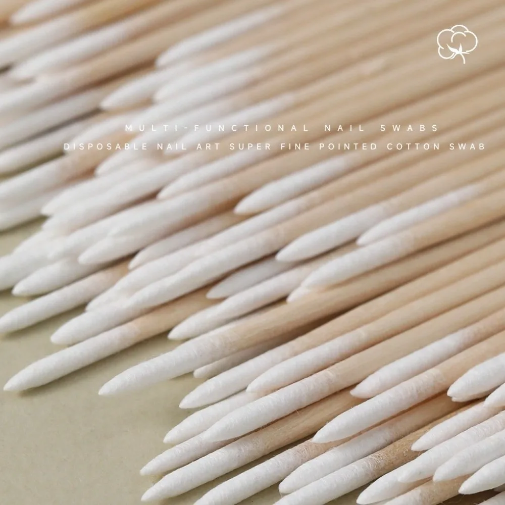 200 pcs Disposable Pointed Tip Cotton Swabs Precision Hygienic Nail Art Cotton Swabs Multipurpose Double-head