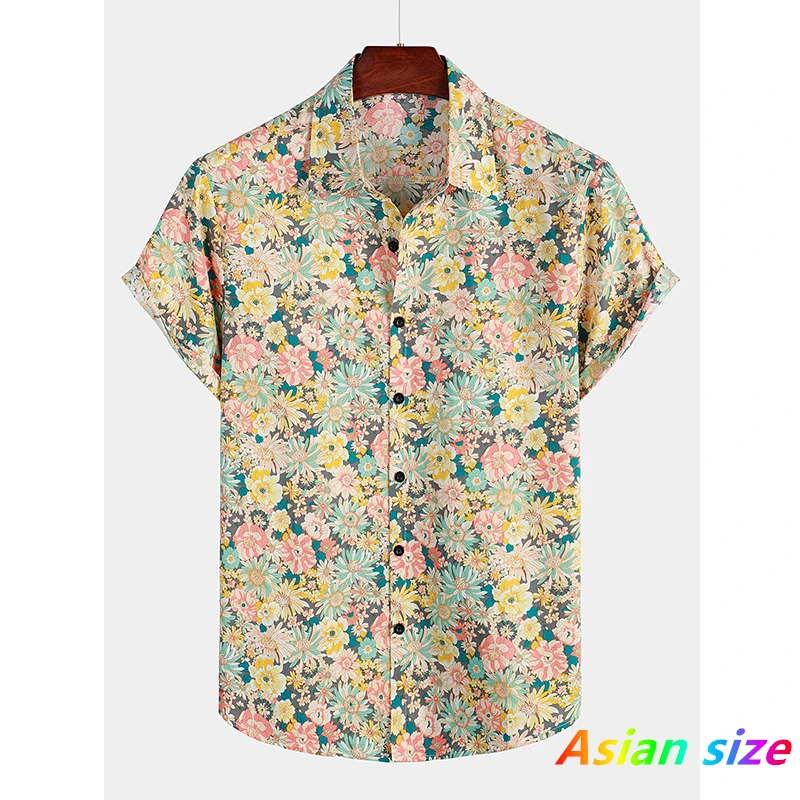 2025 Hawaiian Shirt For Men Summer Floral T-Shirt Beach Flower Prints Short Sleeve Shirt Tops Casual Adult Design Men's Clothing