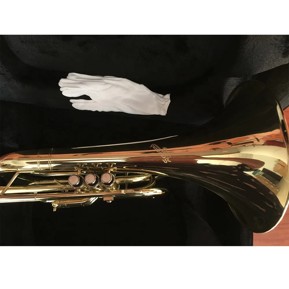 Bb Gold‑Lacquered Marching French Horn High‑Quality Solid Brass Musical Instrument For Amateur Student Players