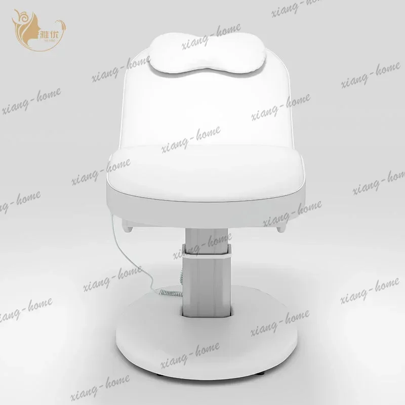 LSElectric Height Adjustable Massage Table Curved Facial Bed Metal Frame Buff Upholstery Salon Spa Therapy Treatment Furniture
