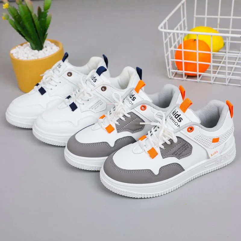 

Breathable Sneakers Kids Boys Girls Sports Running Casual Shoe Leather Non-slip Soft Soled Children White Tennis Outdoor Shoes