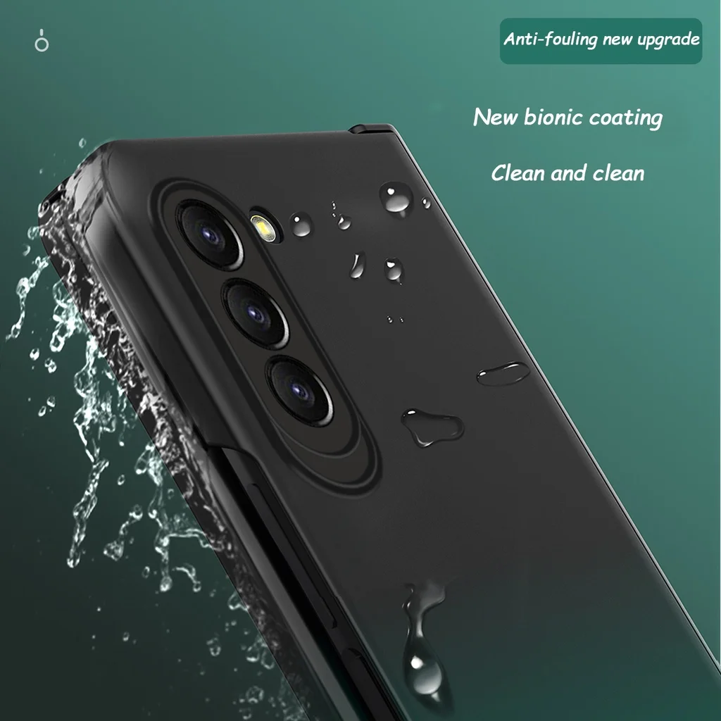 Gradient Color Matte Soft Silicone Folding For Samsung Galaxy Z Fold 5 4 3 2 Hinge Full Protection With Glass Front Film Cover