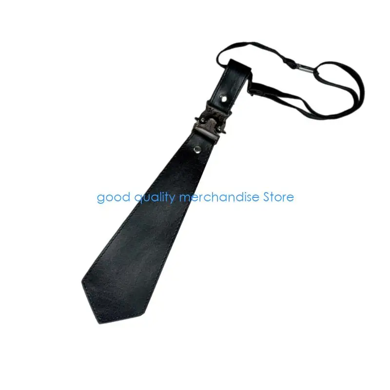 ربطة عنق Y5JD من جلد البولي يوريثان والمعدن قابلة للتعديل وربطة عنق حديثة لحفلات الزفاف واجتماعات العمل بأسلوب متطور يومي