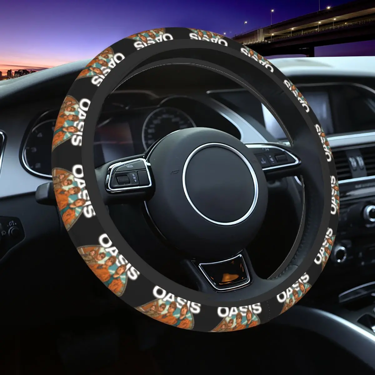 

37-38 Car Steering Wheel Covers O-Oasis Rock Band Universal Auto Decoration Elastische Car Accessories