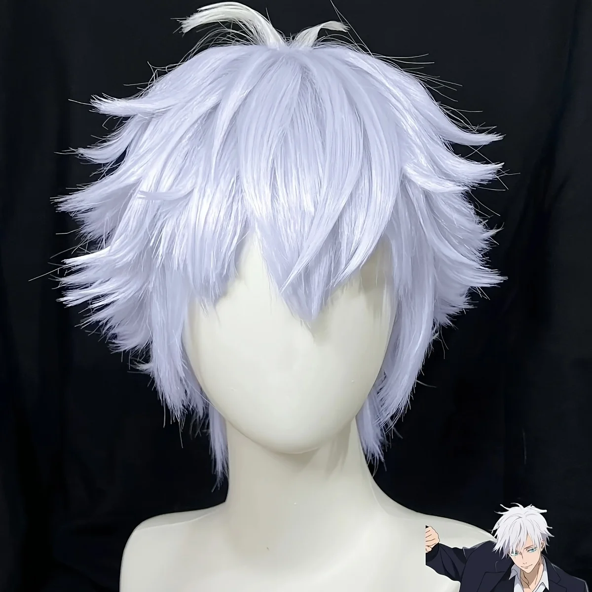 Peluca de Cosplay de Anime sintética recta corta de color morado plateado, peluca de Cosplay para fiesta, Festival de Música, Carnaval, exposición de cómic