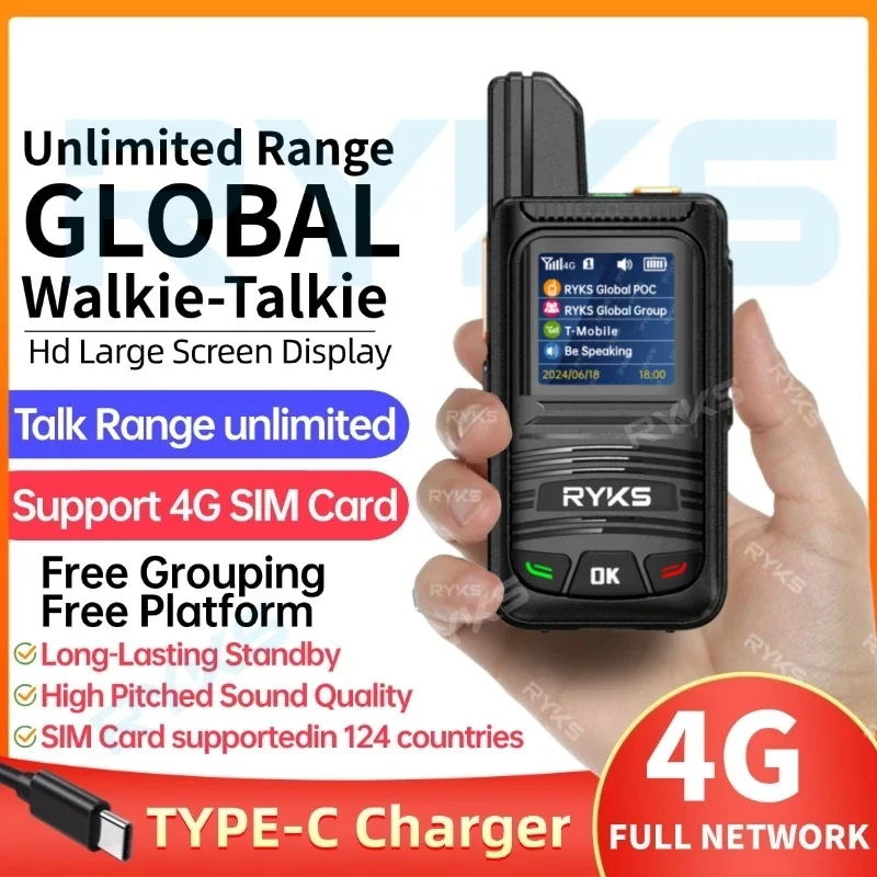 Global-Intercom 4G PoC Walkie talkie Internet radios bidireccionales tarjeta Sim walkie talkie de largo alcance 5000km par GPS jamón