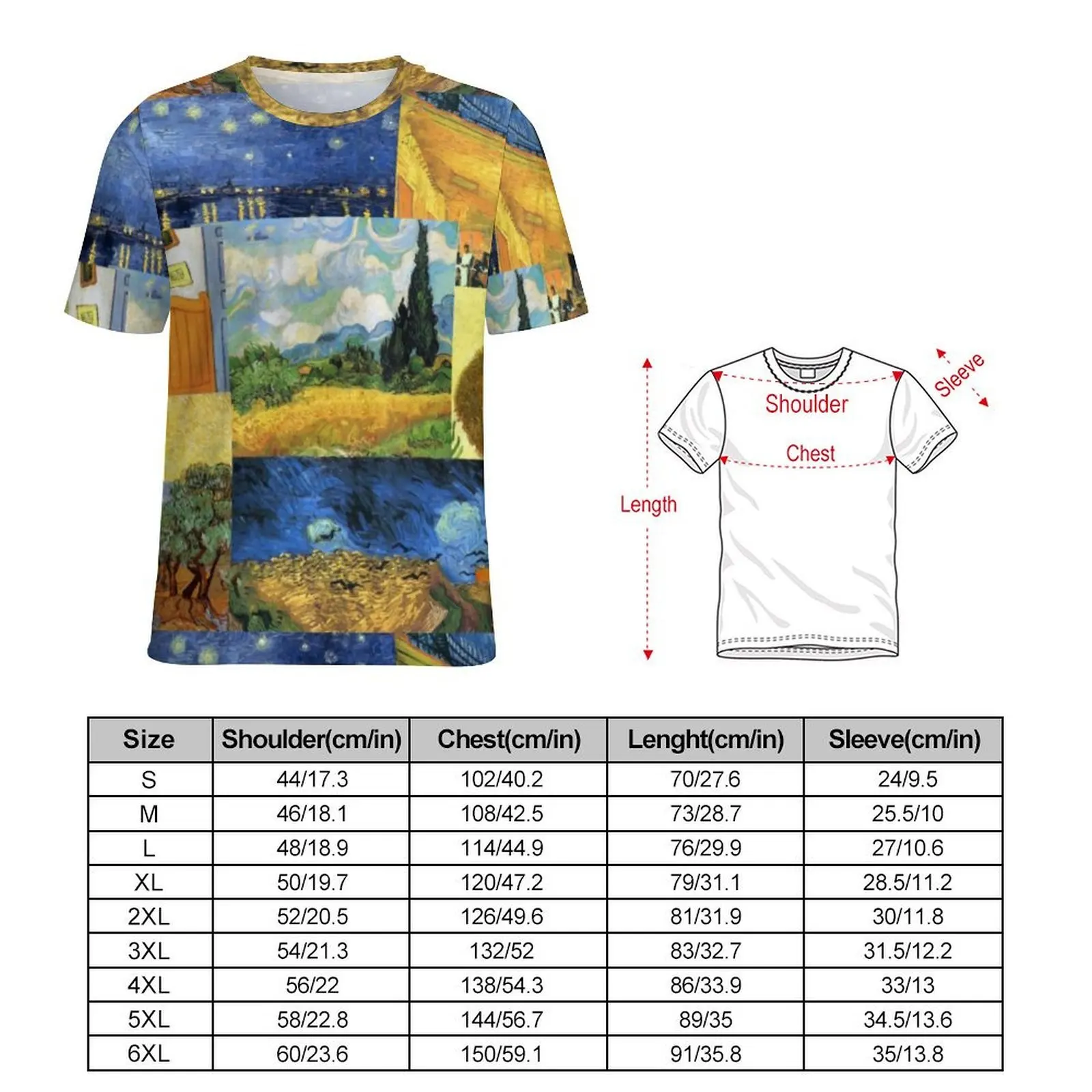 Van Gogh Dream T Shirt Paintings Art Fashion T Shirts Men Y2K Casual Tee Shirt Summer Short Sleeve Design Clothing Plus Size 6XL