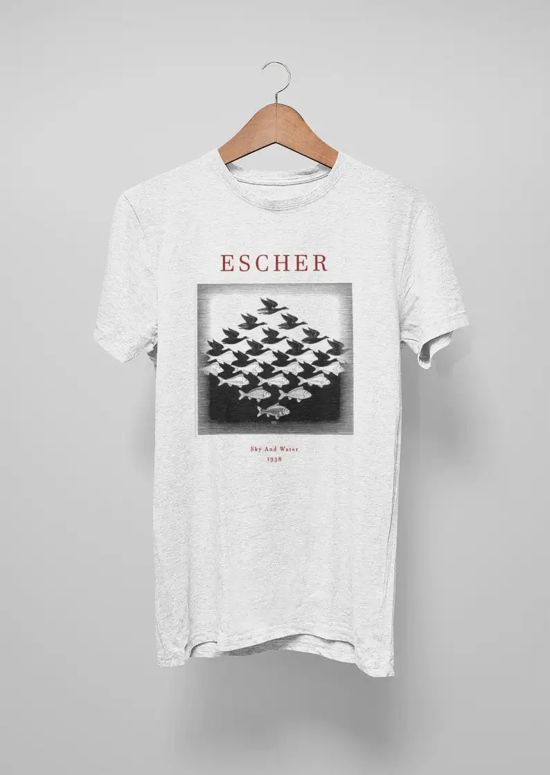 Sky And Water Escher T shirt Metamorphosis Premium Quality