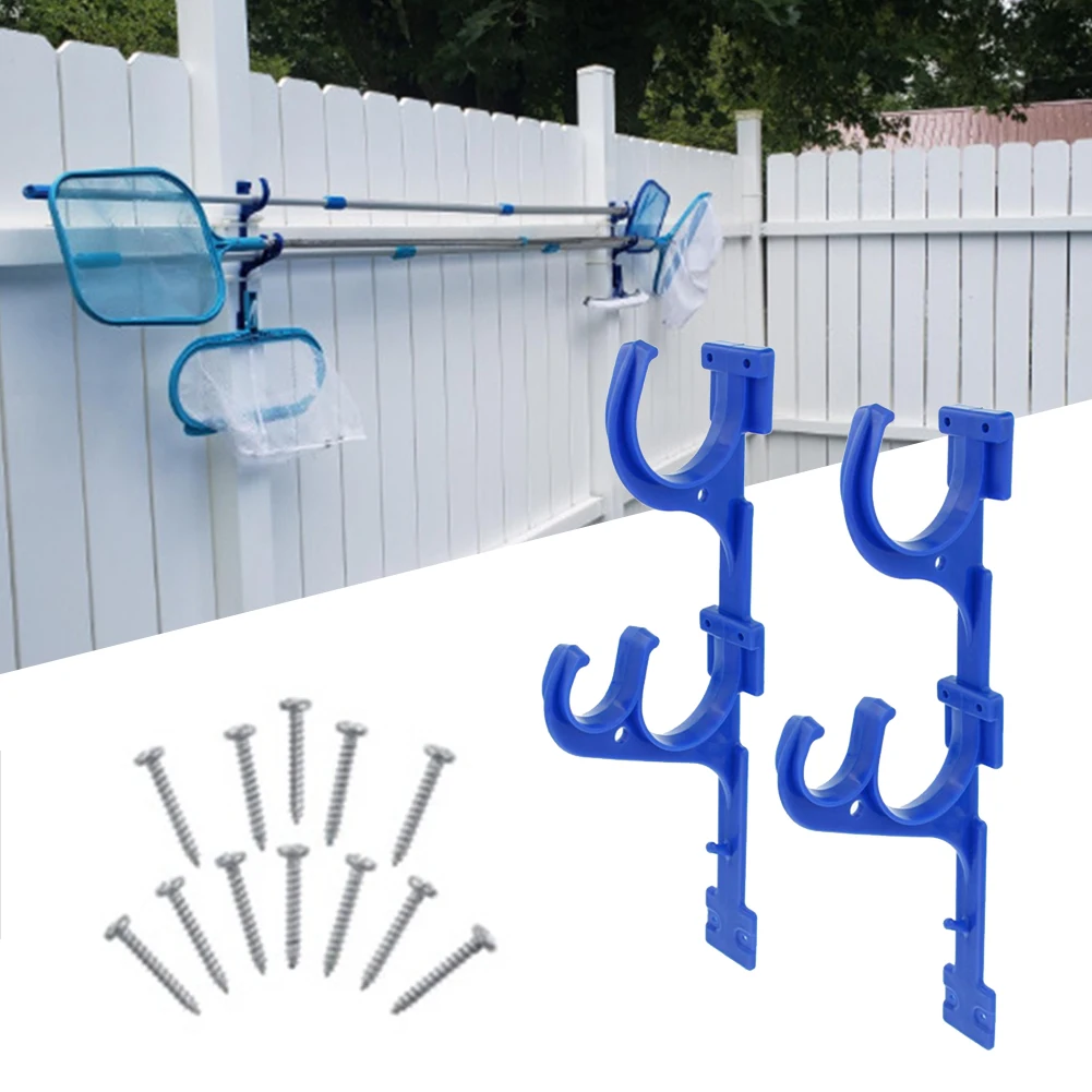 

Swimming Pool Pole Hangers Plastic Support Hooks With Screws Storage Bracket Skimmer Brush Nets Holder