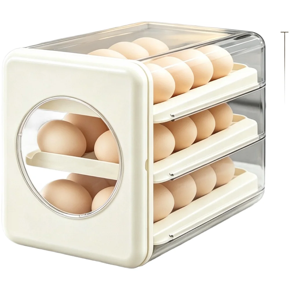 3 Tier Transparent Egg Storage Container Sliding Design Magnetic Closure For Refrigerator Organizer Kitchen Holder For Fridge