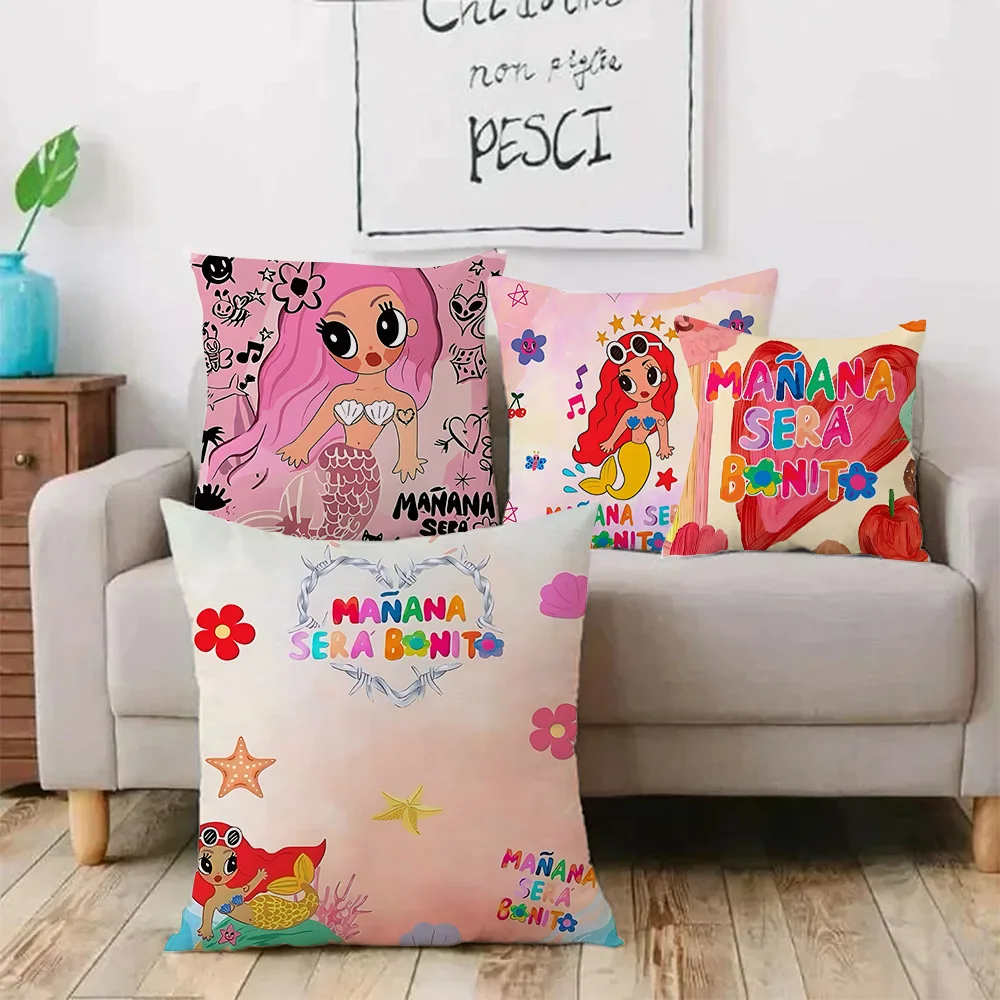 Manana Sera Bonito Karol G Pillow Covers Cartoon Sofa Decorative Home Double-sided Printing Short Plush Cute Cushion Cover