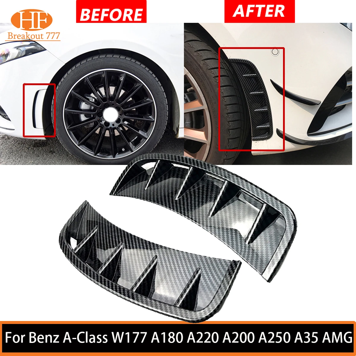 

Car Front Bumper Spoiler Side Air Vent Trim Cover Car Accessories For Benz A-Class W177 A180 A220 A200 A250 A35 AMG 2019--2021