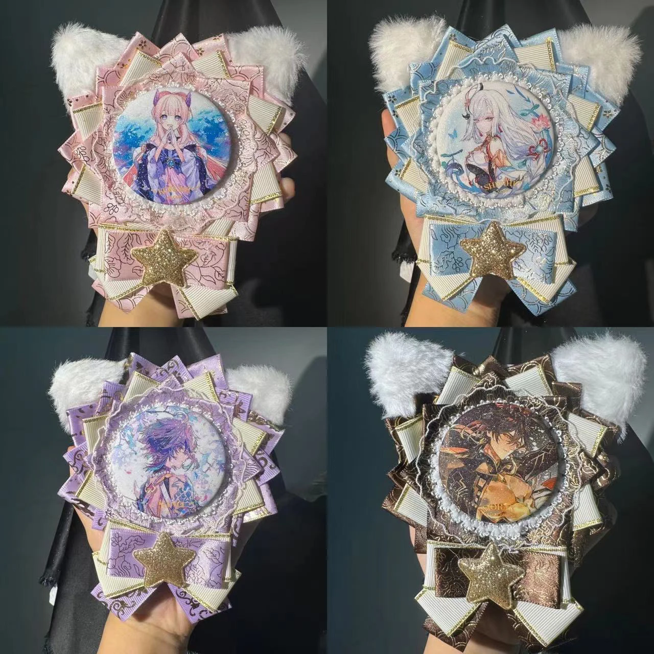 

cute Cat ears badge holder,ita bags decorations, Luxury And Exquisite Ribbon Badge Rosette,Japanese style Lolita Character Goods