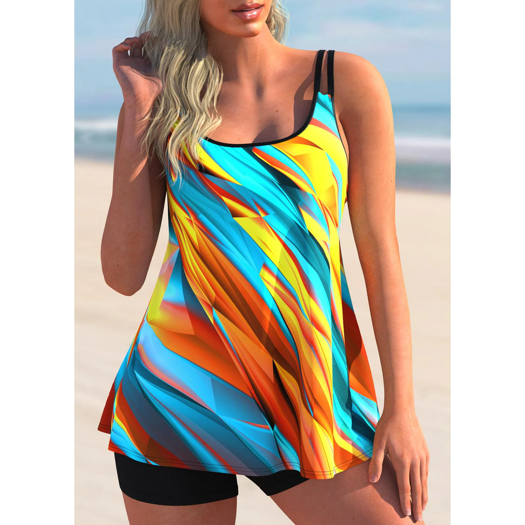 2023 Nieuwe Dames Sexy Badmode Fashion Print Zwemmen Tankini Monokini Badmode Tweedelige Zomer Losse Maat Strandkleding