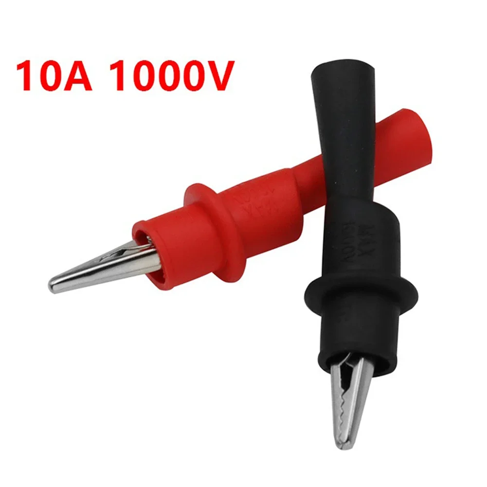 Red Black Multimeter Test Clips With Insulated Alligator Clips 10A 1000V For AC DC Circuit Measurement Electrical Testing