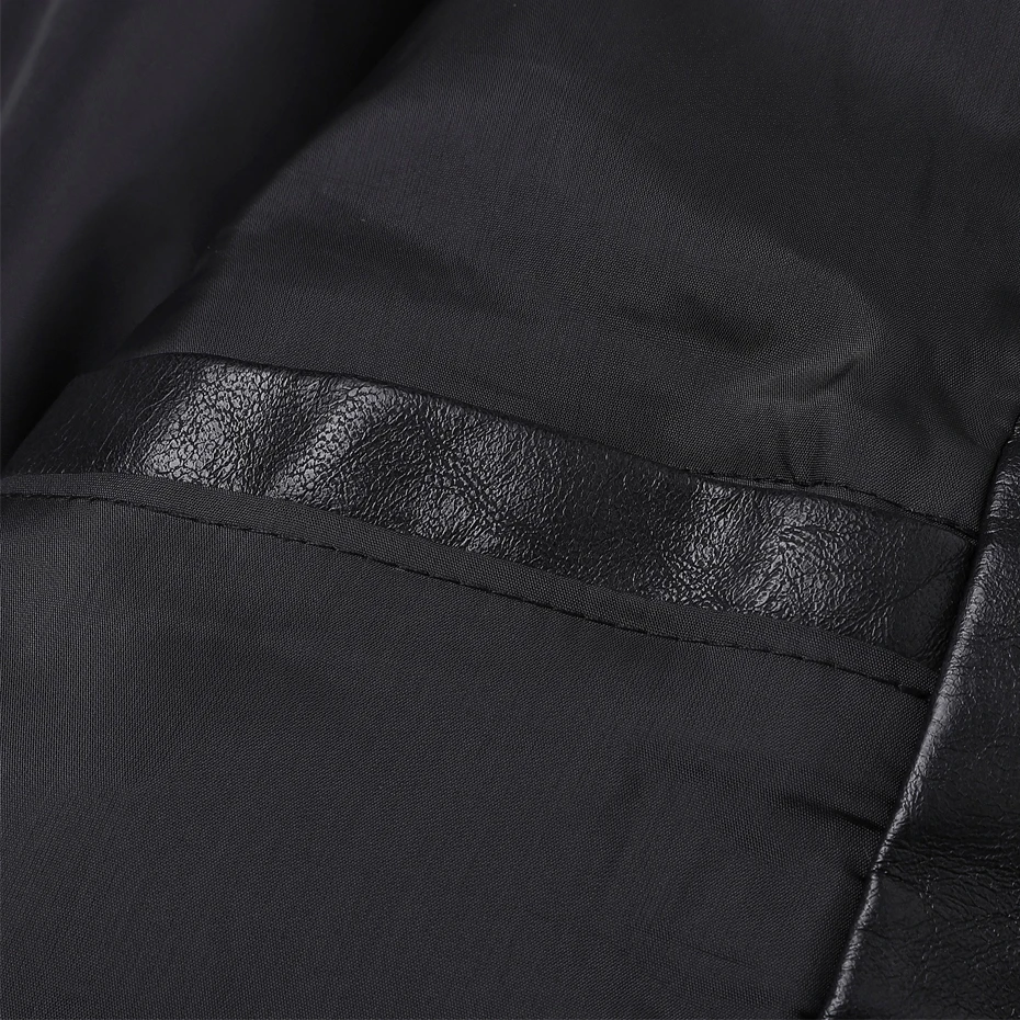 Stand Collar PU Jacket Men Motorcycle Biker Baseball Jacket Coat Fashion Casual Cargo Jacket Male PU Coat Black