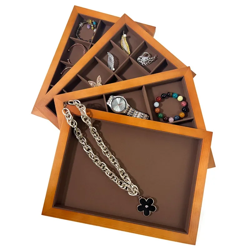 

Solid wood high-end jewelry plates necklaces rings bracelets display and display accessories storage tools