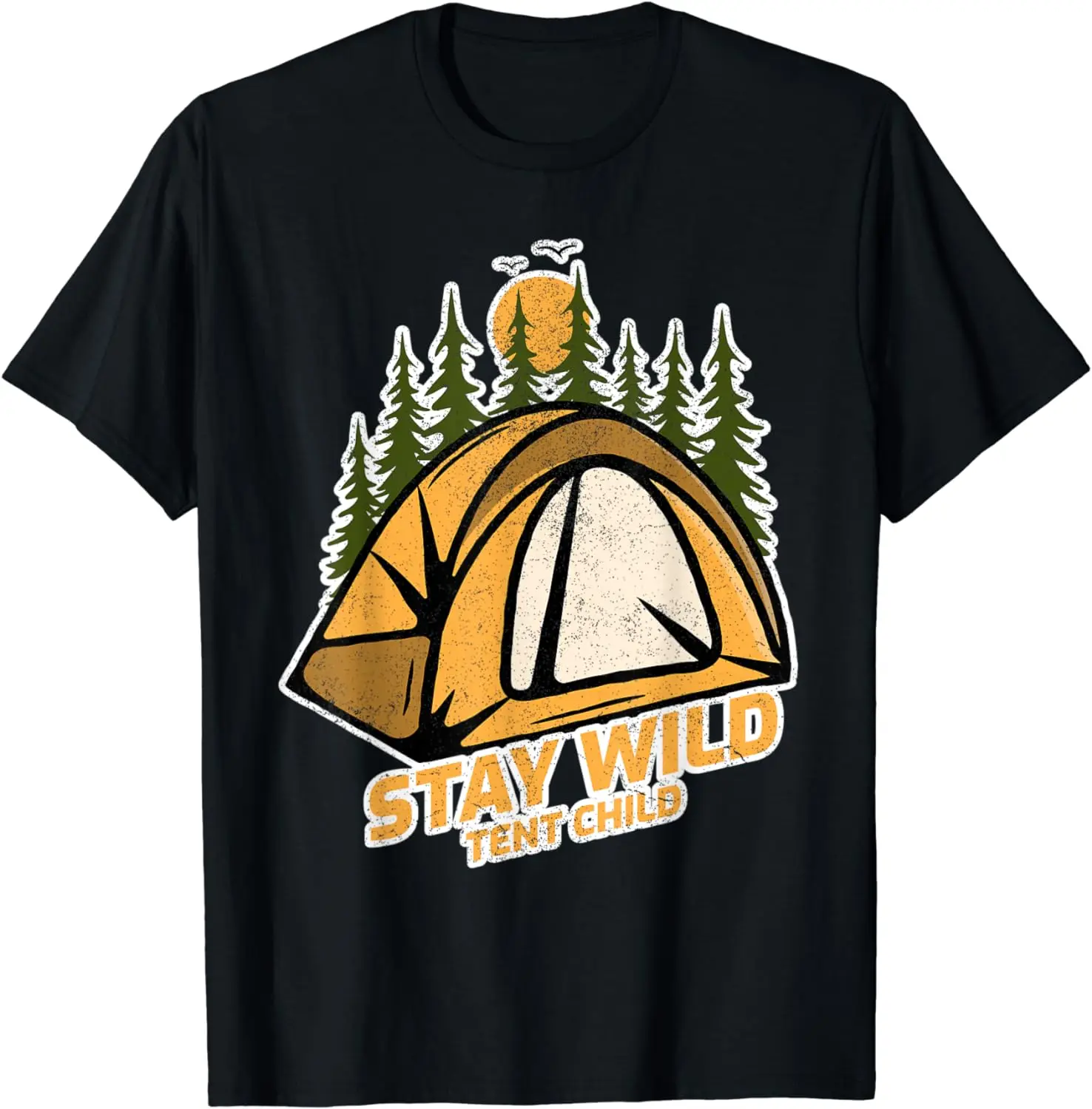 Vintage Retro Stay Wild Tent Child Funny Nature Lovers Gift T-Shirt  Kawaii Clothes  Shirts for Women  Graphic T Shirts  Tops