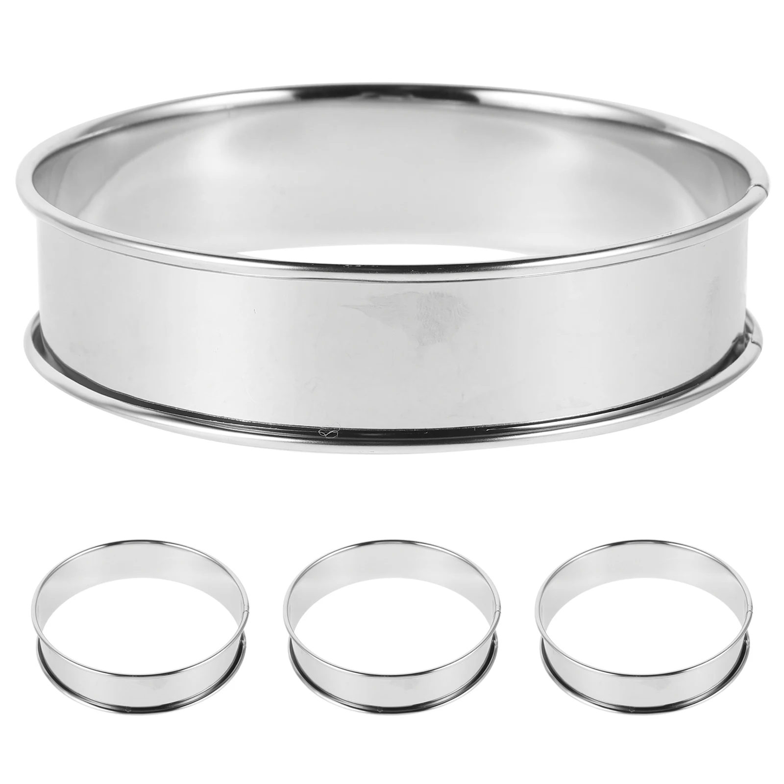 

4Pcs Round Baking Molds 10Cm Stainless Steel Tart Rings for Cooking Pastry Muffins Uniform Shape Ideal for Breakfast Sandwiches