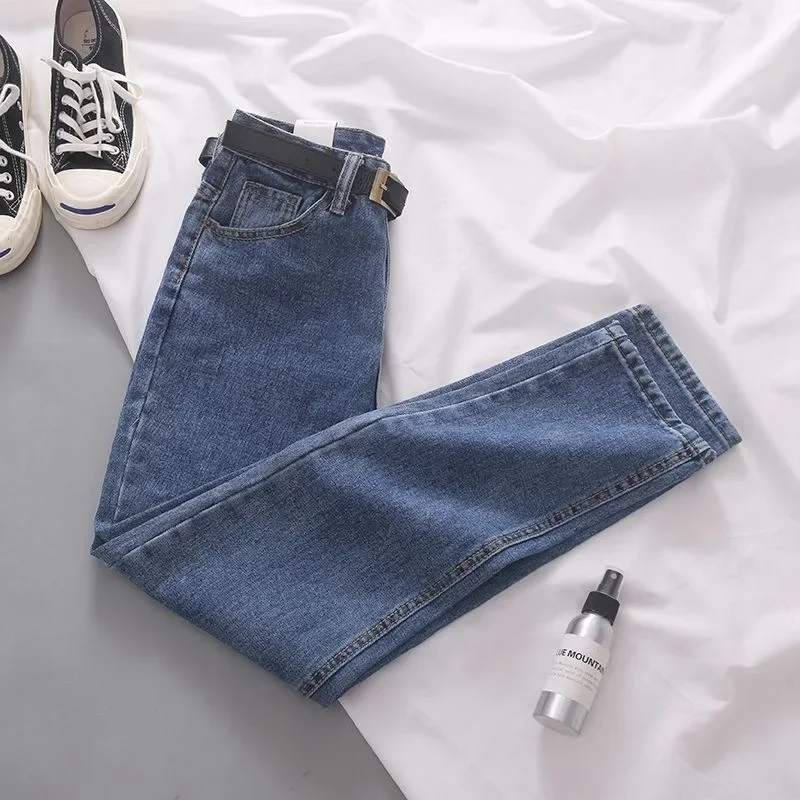 زهر الكرز الملونة مستقيم الساق الجينز المرأة عالية الخصر تنوعا أبي Harajuku نمط Bootcut السراويل تأثير التخسيس