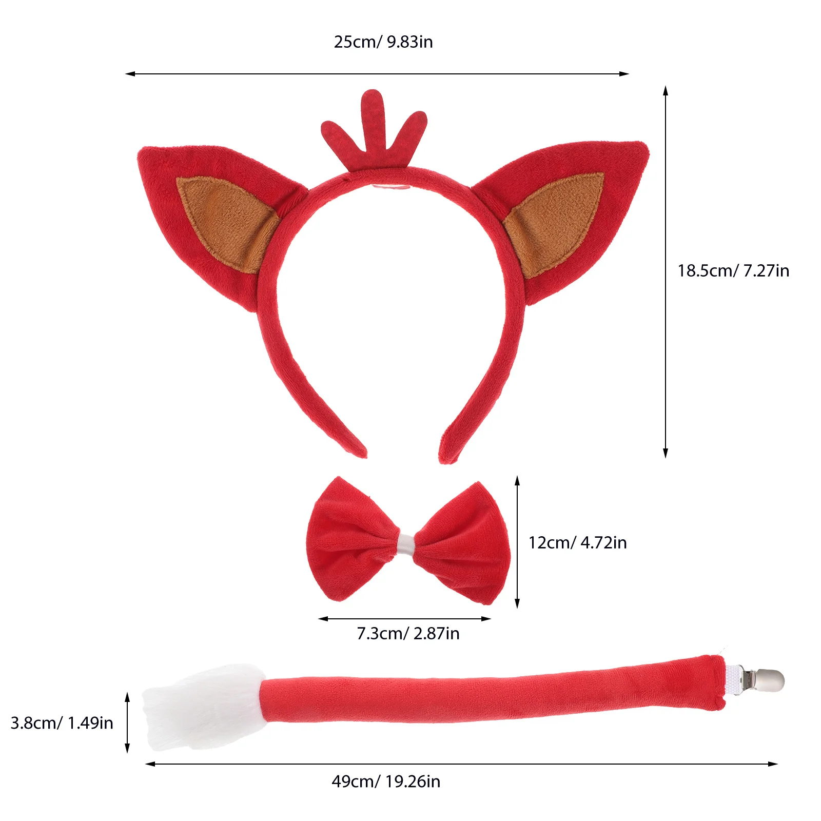 1Set Fuchsohren Stirnband und Schwanz Set Niedliches Cartoon-Stil Tierkostüm für Geburtstagsfeier Cosplay Frauen