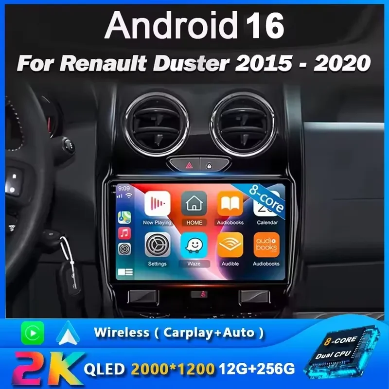 2K Android 16 Car Radio For Renault Duster 2015-2021 LADA Largus 2021 GPS Navigation Stereo Multimedia Video Player Auto Head