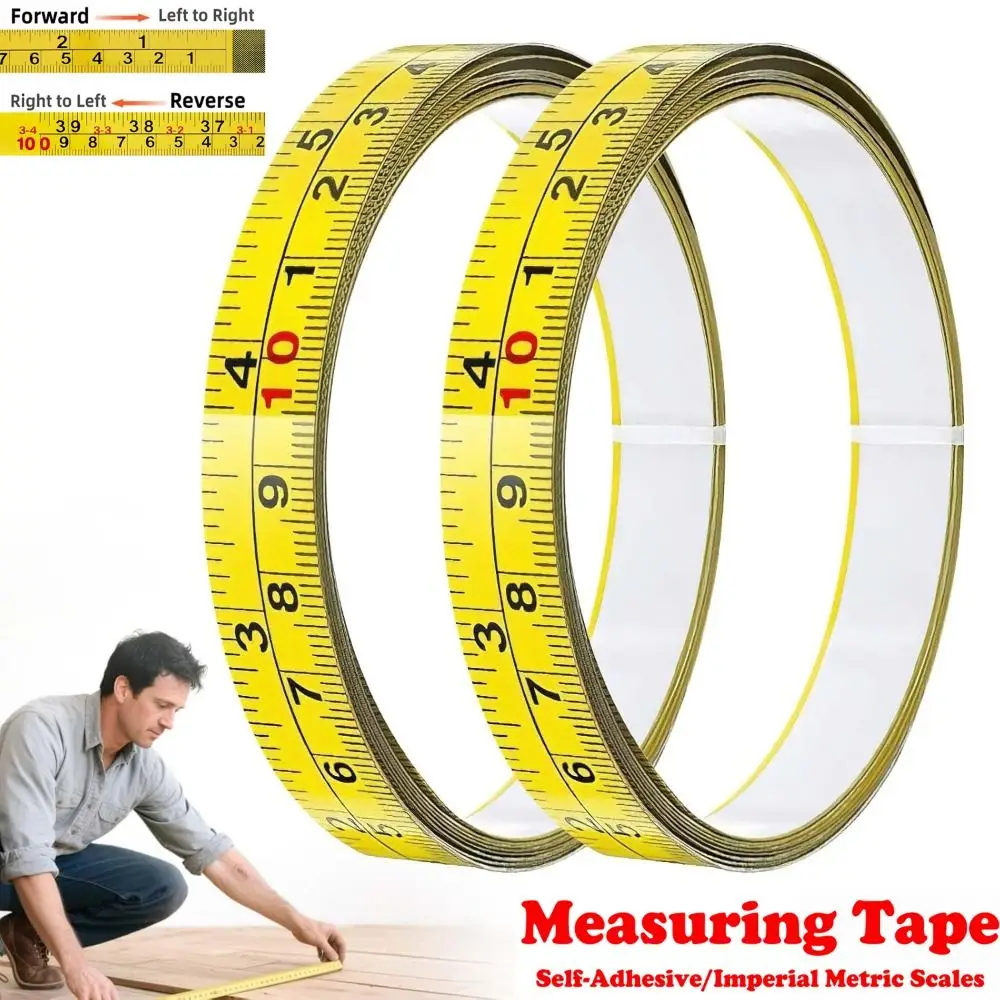 High Quality Self-Adhesive Measuring Tape Imperial and Metric Scales Steel Adhesive Backed Tape Ruler Workbench Ruler Drafting