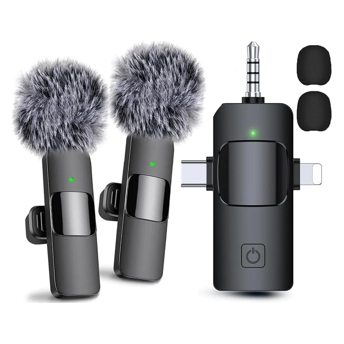 ABRI_3 in 1 Wireless Lavalier Microphones for IPhone, Android, Camera, USB-C Microphone, Mini Microphone with Noise Reduction