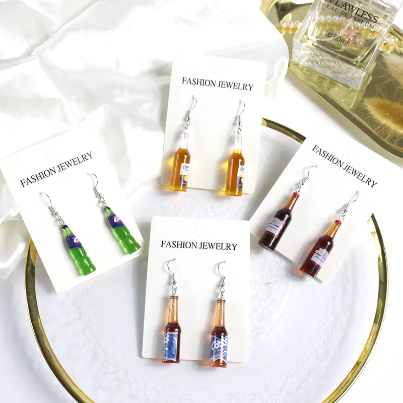 Earrings personalized Japanese and Korean wine bottle earrings for men and women through 2021 autumn new earrings wholesale