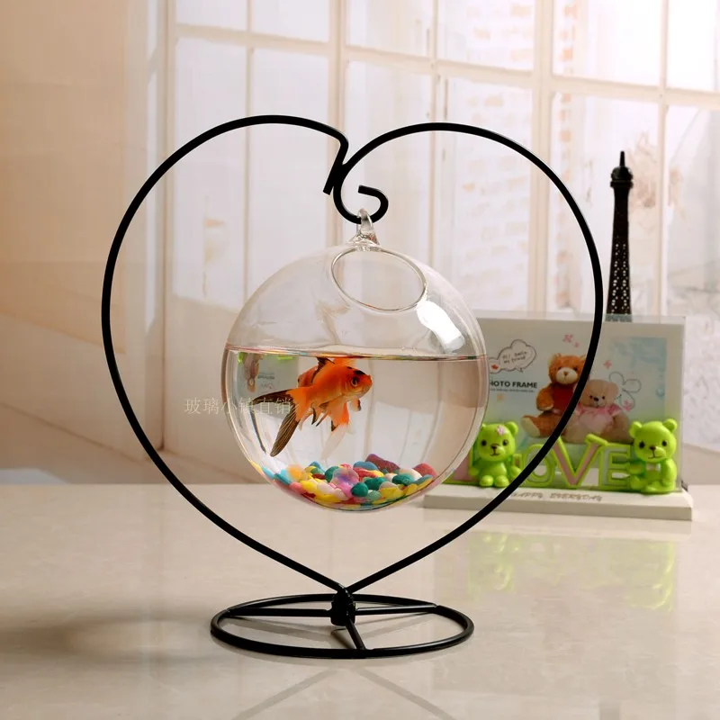 Hanging Glass Transparent Plant Fish Tank Vase Small Glass Fish Tank Creative Bucket Fish Tank Mini Fish Tank