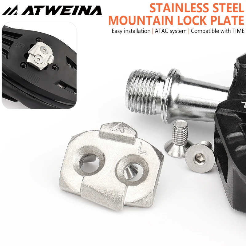 ATWEINA Bicycle Lock Plate Mountain Bike Shoe Lock Stainless Steel Lock Plate Screw Fixation Durable Not Easy To Fall Off