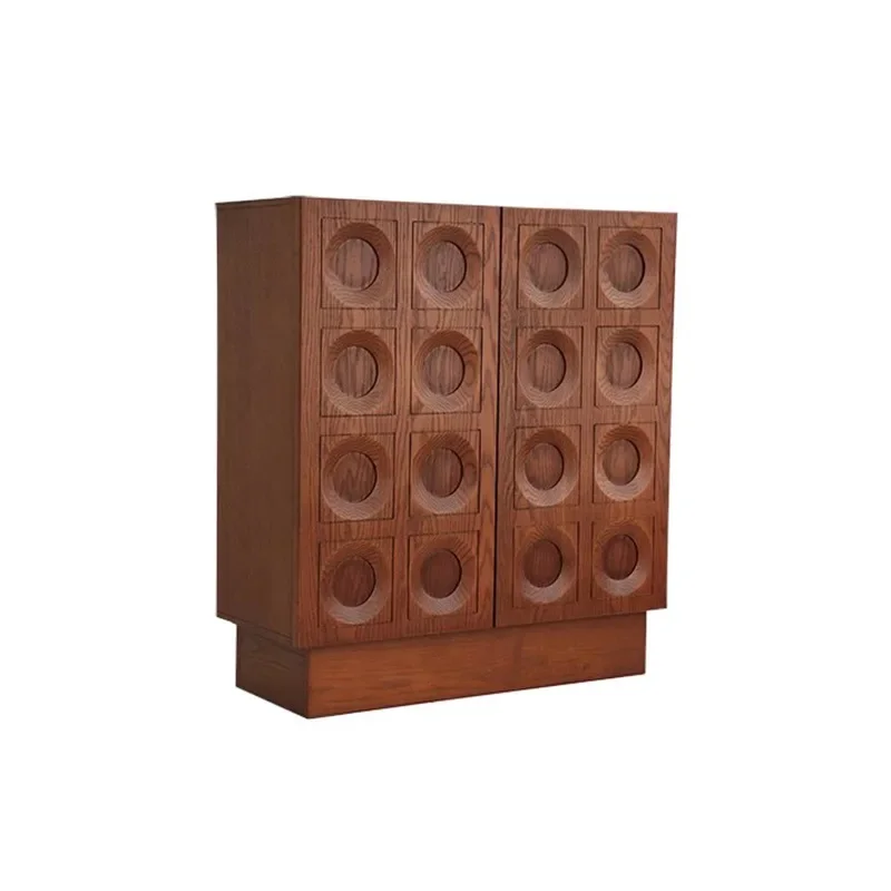 Vinyl high cabinet French retro style living room solid wood storage cabinet