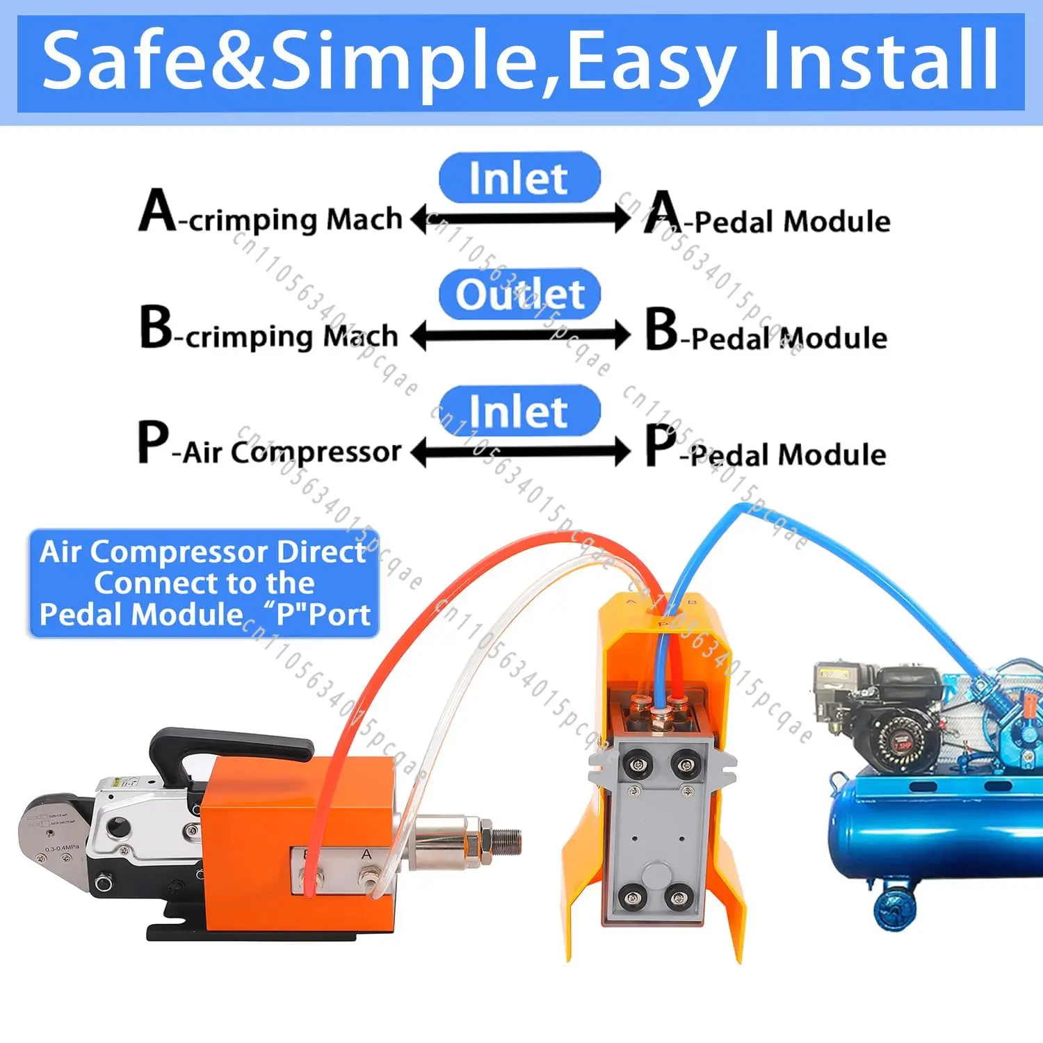 Awg28-7 Machine AM 6-4/6-6, Terminal Crimping Machine Pneumatic Crimping Tool 0.08-10mm² Air Powered Wire Terminal Crimper Plier