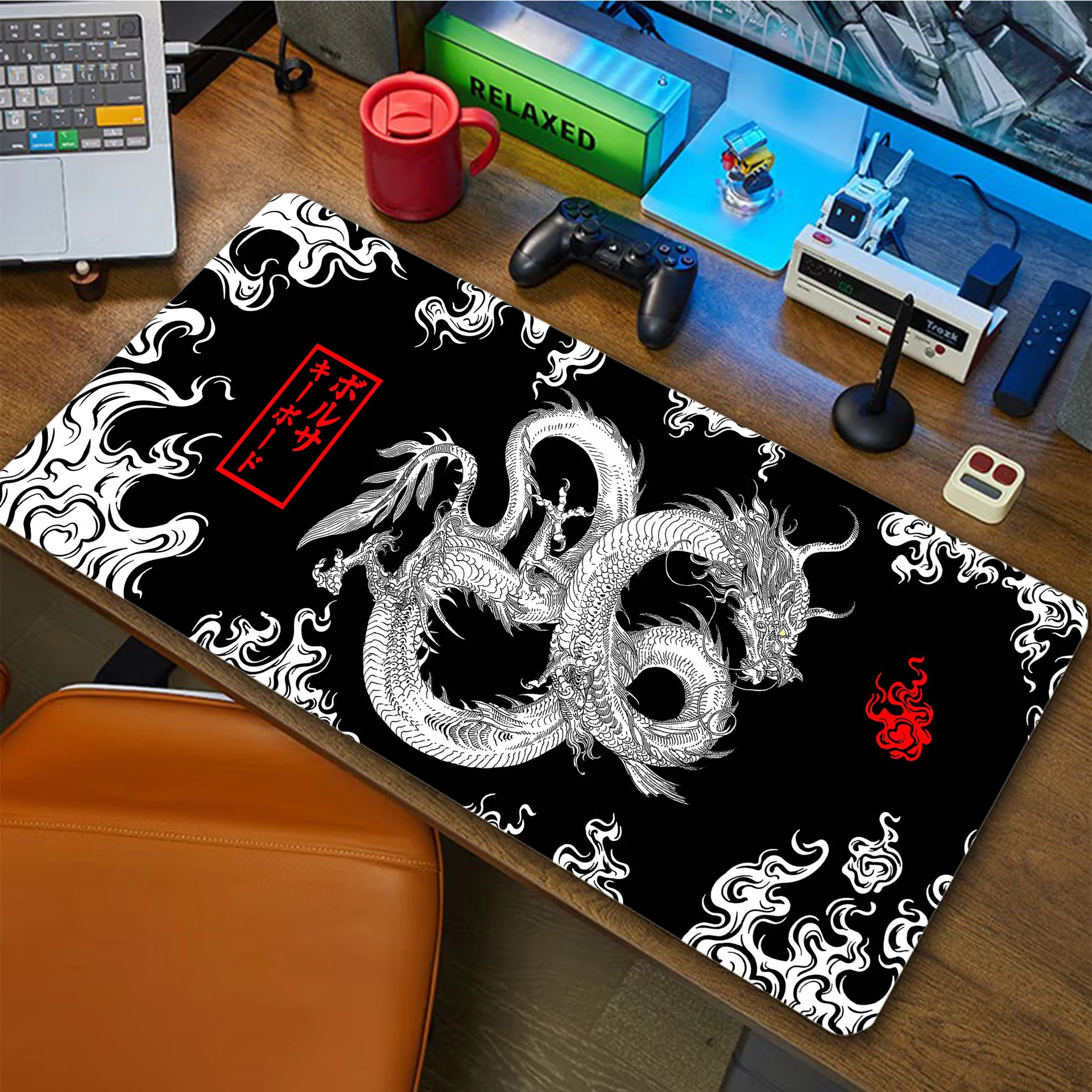 

Dragon Mouse Pad XXL Mousepad Natural Rubber Keyboard Pads Locking Edge Gaming Setup Accessories HD Print Mouse Mat 900x400mm