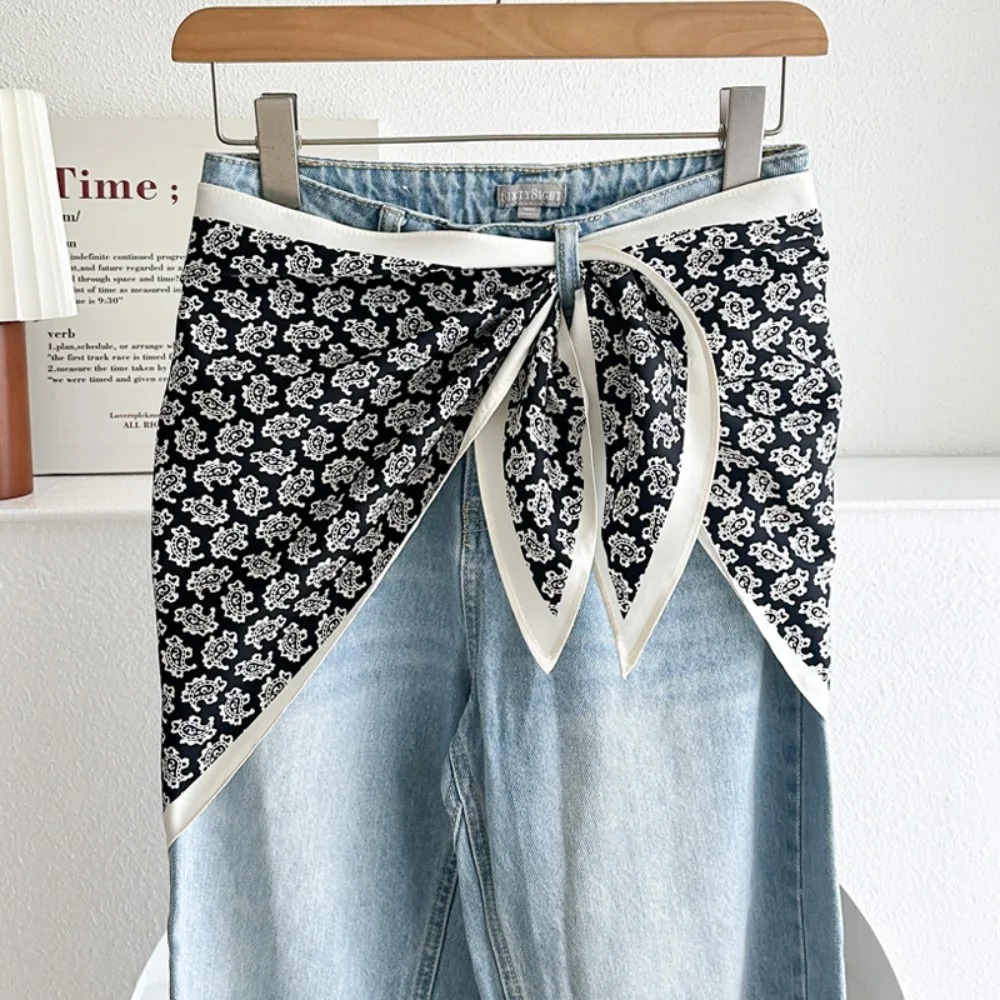 

Satin Silk Scarf Ethnic Style Versatile Accessory Women's Waist Scarf Literary Style Jeans Waist Accessory Women's Fashion