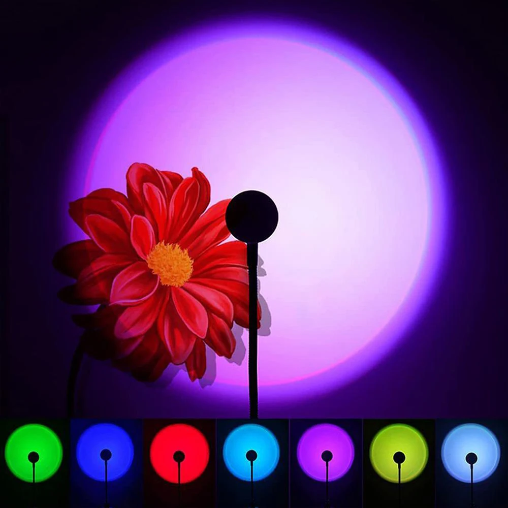 1x USB Sunset Lamp LED Rainbow Neon Night Light Projector Photography Wall Atmosphere Lighting For Bedroom Home Room Decor Gift