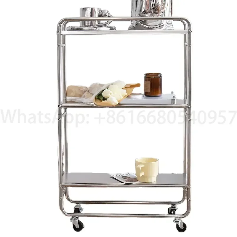 Stainless Steel Kitchen Shelf Floor to Ceiling Multi Layer ultra Narrow Refrigerator Wide Gap Bathroom Storage Trolley