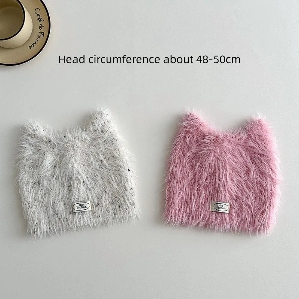 لطيف آذان القط الاطفال البلوز قبعة الكورية فتاة رقيق متماسكة قبعة 2-5 سنة طفل شتاء دافئ قبعة الأطفال سدادات حماية الأذن بونيه #6