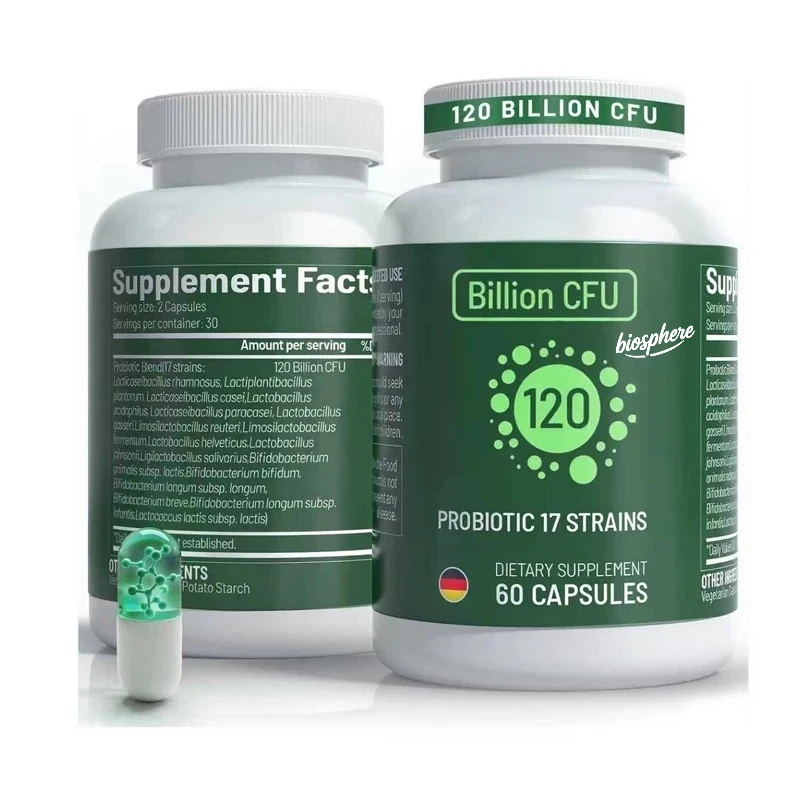 Probiotics -120 billion colony units, 17 potent strains, promote intestinal health, immunity, and rapid relief of bloating