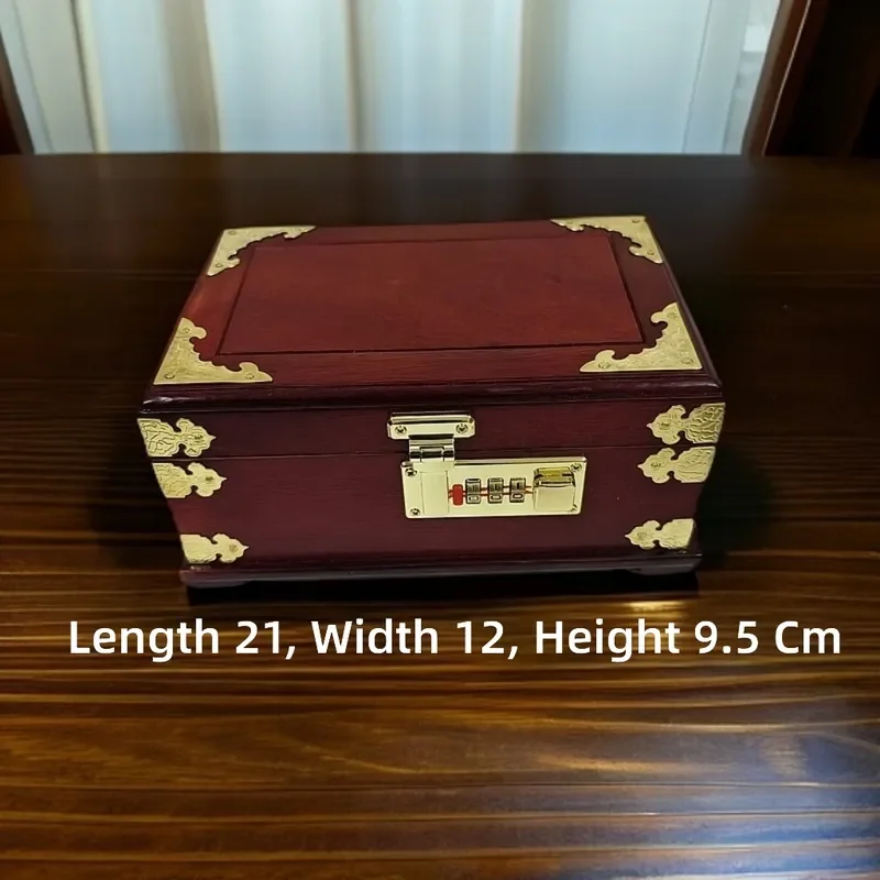 for Wooden Jewelry Box with Password Lock Hand Carved Vanity Case for Wedding Hairpin Bracelet Storage