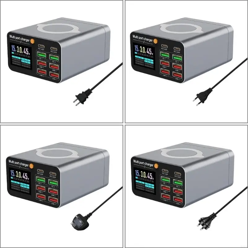 62ka 80W USB Type C مع شاحن سريع الشاحن اللاسلكي لهاتف الكمبيوتر اللوحي المحمول