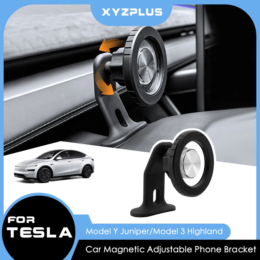 

For Tesla Model Y Juniper 2025 2026 Model 3 Highland 2024-2026 Car Magnetic Adjustable Phone Bracket ABS Vibration Proof Holder