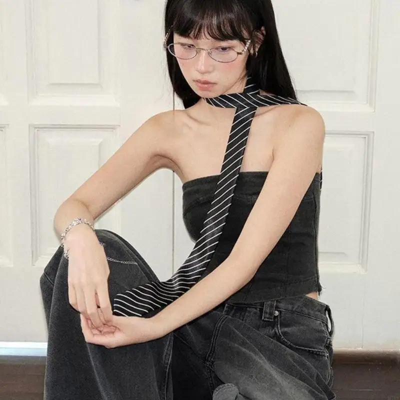 أزياء مخططة الضيقة ربطة عنق قابلة للتعديل 145 سم حقيبة حزام حزام الفرقة متعددة الاستخدامات للجنسين مكتب الأزياء الأساسية H7ef