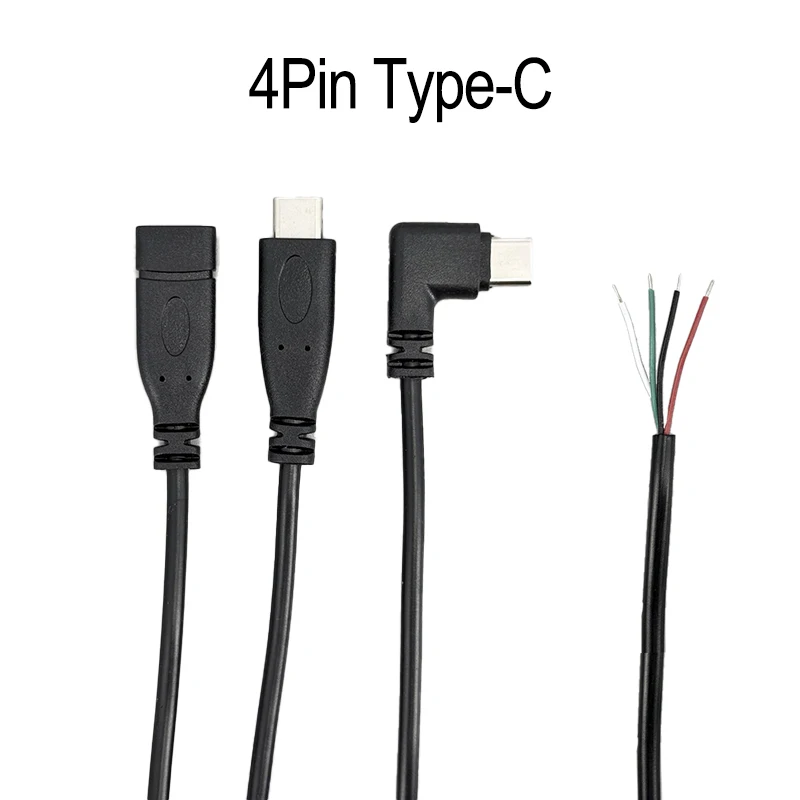 0.25M 1M 2M USB Type-C Male Female Plug Power Supply Wire Charger 28awg 4 Pin USB-C DIY Repair Cable Welding P1