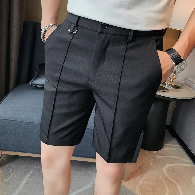 

High quality fashion classic men's shorts Summer Business Casual suit pants Slim slim line breathable medium trousers men's wear