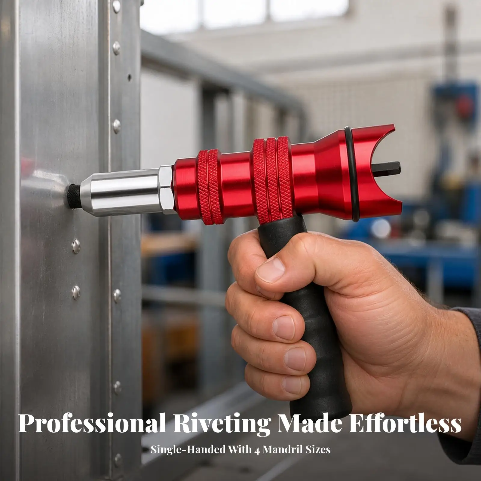 Easy to Install Kit | Anodized Aluminum Body, Rivet Conversion Head, Four Interchangeable Nozzles, Rivet Adapter, for Metal