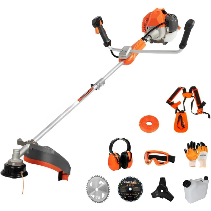 51.7cc 2-Cycle Gas Powred Weed Eater Weed Trimmer, 3-in-1 Gas String Trimmer and Brush Cutter,Anti-Vibration System Tube Orange