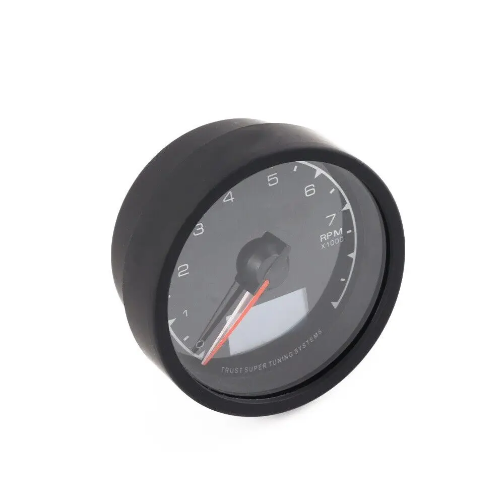 2.5'' 60mm Tachometer Gauge 0-9000 RPM Tacho Meter Black Face Digital & Pointer 12V LED Meter Gauge