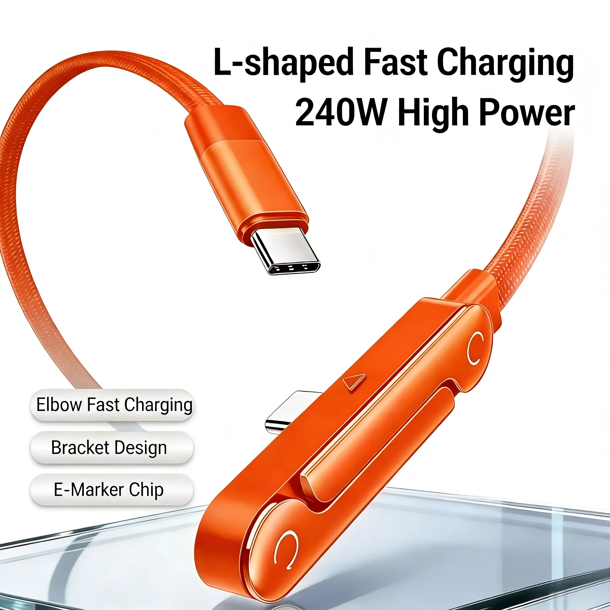 240W PD Schnellladekabel Typ C zu Typ C, USB-C zu Typ C Kabel mit faltbarem Ständer und Handyhalterung für iPhone, Xiaomi, HUAWEI